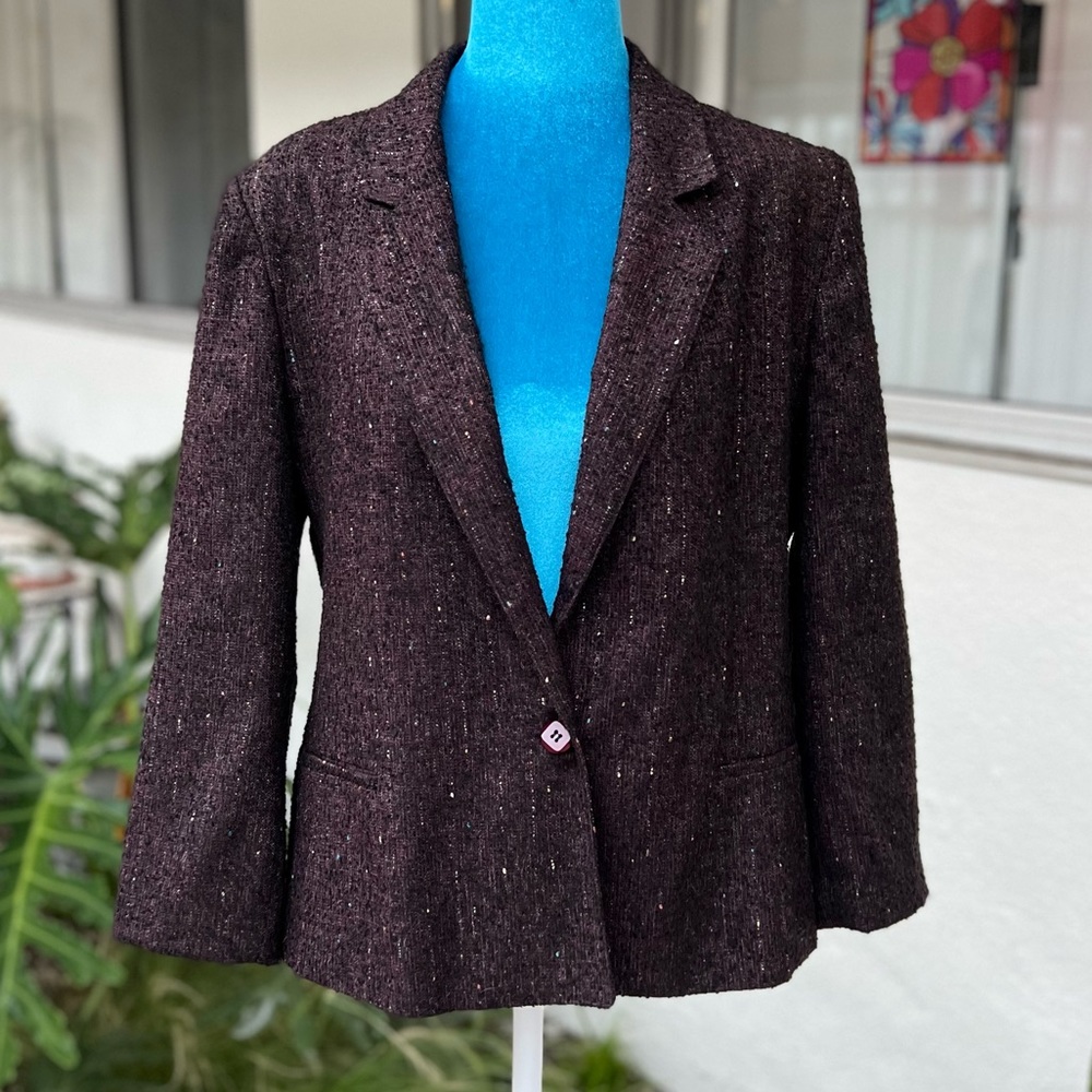COLLINI Vintage Women’s Brown Tweed Blazer Single Button Size S/M